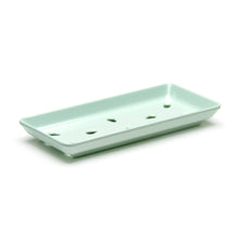Light Green Perforated Melamine Sushi Case Plate — 8¾ × 4 in