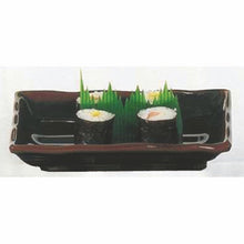 15½″ × 10¾″ Black & Brown Tenmoku Melamine Rectangular Wave Platter