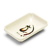 3⅝″ Beige Eggplant-Pattern Melamine Rectangular Sauce Dish — Rounded Rim