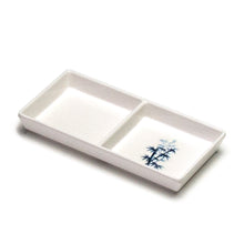 White & Blue Bamboo-Pattern Melamine Twin Sauce Dish