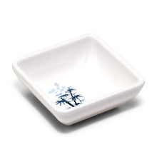 3″ White & Blue Bamboo-Pattern Melamine Square Sauce Dish