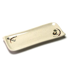 10″ Beige Eggplant-Pattern Melamine Rectangular Plate — Narrow 4″ Width