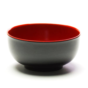 Melamine Round Udon Bowl  6-1/2", Black/Red