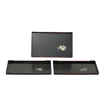 10″ × 6¼″ Black Rectangular Floral Lacquer Tray