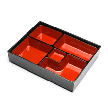 10½ × 8 in Black & Red Lacquer Bento Box