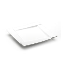 8″ White Ceramic Square Plate — Stepped Rim