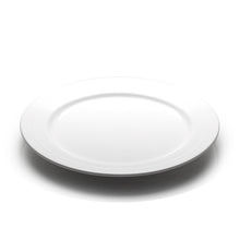 10½″ White Ceramic Round Plate — Ridged Rim