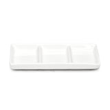 3-Compartment Sauce Plate 6"x2-1/2", White Ceramic