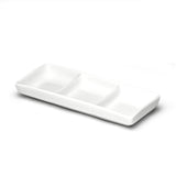 3-Compartment Sauce Plate 6"x2-1/2", White Ceramic
