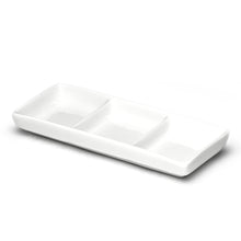 8″ × 3½″ White Ceramic 3-Compartment Sauce Plate