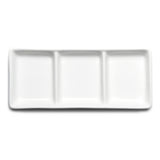 3-Compartment Sauce Plate 8"x3-1/2", White Ceramic