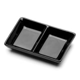 4"Lx2-3/4"W Twin Sauce Plate, Black Ceramic