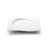 6-1/8"x5-1/4" Wavy Square Coup Plate, White Ceramic