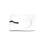 6-1/8"x5-1/4" Wavy Square Coup Plate, White Ceramic