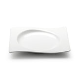 7-1/4"x6" Wavy Rectangular Coup Plate, White Ceramic