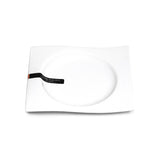 7-1/4"x6" Wavy Rectangular Coup Plate, White Ceramic