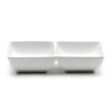 5-1/2"L Twin Sauce Dish, White Ceramic