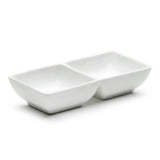 5-1/2"L Twin Sauce Dish, White Ceramic
