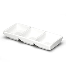 White Ceramic 3-Compartment Sauce Dish