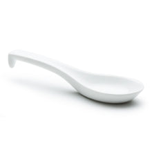 5¼" White Ceramic Soup Spoon with Hooked Handle
