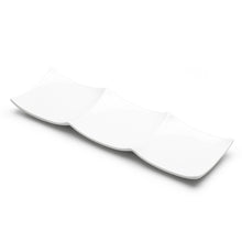 11″ White Ceramic 3-Compartment Rectangular Plate — 3½″ Wide