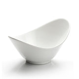6-1/4"x4-5/8" Irregular Salad Bowl, White Ceramic