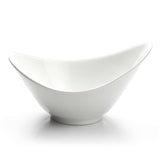8"x5-1/8" Irregular Salad Bowl, White Ceramic