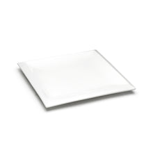 10″ White Ceramic Square Plate — Defined Border