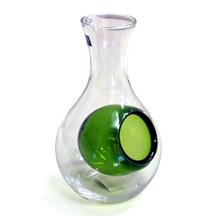 Green Bulb Glass Sake Bottle 6-3/4"H