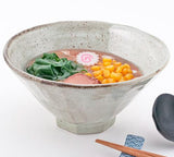 7.75" D x 3.75" H Porcelain Noodle Bowl, Gray,white(YUKI ISSEKI)