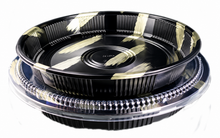 Round Sushi Party Tray with Clear Anti-Fog Lid (50 pc) - HP-63, 13" Gold Brush