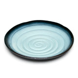 8.75"Dx1.25"H Porcelain Plate, Reactive Glaze - Blue/Black