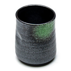 Porcelain Teacup 3"Dx3.5"H, Black/Green