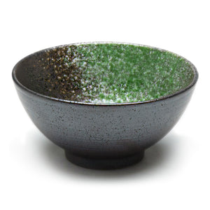 4.5"Dx2.25" Porcelain Rice Bowl, Black/Green