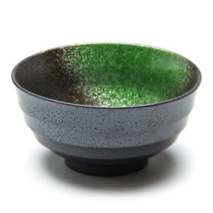 6.5"Dx3.25"H Porcelain Bowl, Black/Green