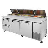 Turbo Air Super Deluxe Pizza Prep Table, 2 Door, 2 Drawer, 3 Section, 93"W