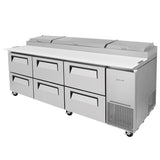 Turbo Air Super Deluxe Pizza Prep Table, 4 Drawer, 3 Section, 93"W