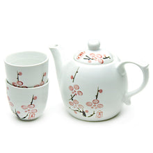 10 oz Cherry Blossom Ceramic Tea Set — Teapot, Strainer & 2 Cups