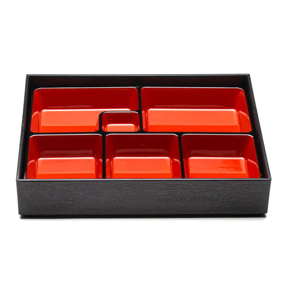 Lacquer Lunch Box 6 Compartment 11.75, Black/Red – Eden Restaurant Supply