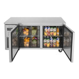 Turbo Air J Series Side Mount Undercounter Refrigerator, 2 Section, 2 Door, 59"W