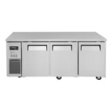 Turbo Air J Series Narrow Undercounter Refrigerator, 3 Section, 3 Door, 70"W