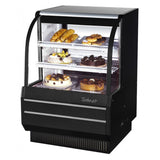 Turbo Air Dry Curved Glass Bakery Case, 36"W, White or Black