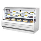 Turbo Air Refrigerated Curved Glass Bakery Case, 72"W, White or Black
