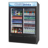 Turbo Air Standard Glass Door Merchandiser, 2 Section, LED Ad Panel, 48"W