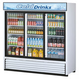 Turbo Air Standard Glass Door Merchandiser, 3 Section, LED Ad Panel, 69"W