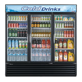 Turbo Air Standard Glass Door Merchandiser, 3 Section, LED Ad Panel, 78"W