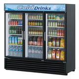 Turbo Air Standard Glass Door Merchandiser, 3 Section, LED Ad Panel, 78"W