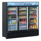 Turbo Air Standard Glass Door Merchandiser, 3 Section, LED Ad Panel, 78"W