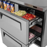 Turbo Air Super Deluxe Worktop Freezer, 2 Section, 1 Door, 2 Drawer, 48"W