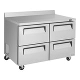 Turbo Air Super Deluxe Worktop Refrigerator, 2 Section, 4 Drawer, 48"W